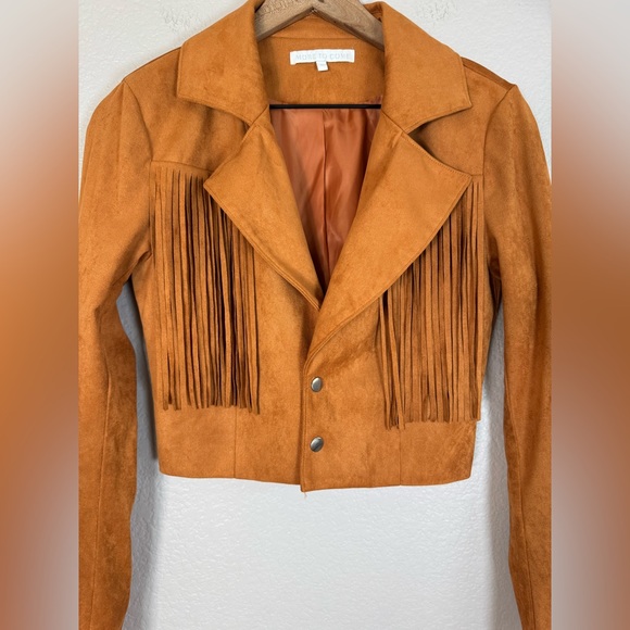 Revolve More To Come Kiara Suede Fringe Jacket in Camel size Small $108 - Picture 11 of 15